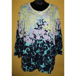 Talbots Woman 2x Spring Sweater Cardigan 3/4 Sleeves Pastel Navy